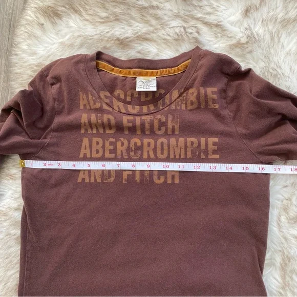 Vintage Abercrombie & Fitch Brown Longsleeve Raw Hem TShirt - Picture 6 of 8